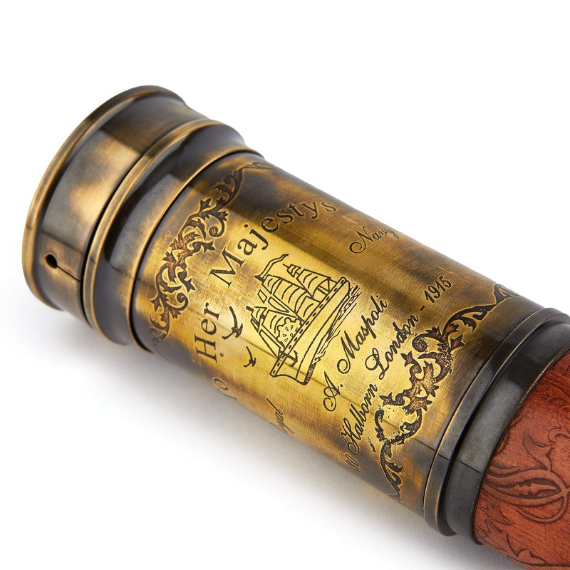 Handcrafted Telescope | Half Leather Carving | 20 Inches |