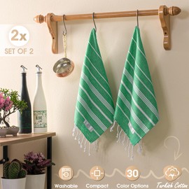EPHESUS TOWELS Hand Towels - Set of 2 | 18" x 30" - Decorative Turkish Hand Towel for Bathroom, Kitchen, Guest, Face, Hair, Tea, Dishcloth (Sultan, Benetton)
