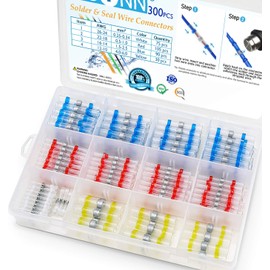 TICONN 300 Pcs Solder Seal Wire Connectors, Heat Shrink Butt Connectors, Waterproof and Insulated Electrical Wire Terminals, Butt Splice (300PCS)
