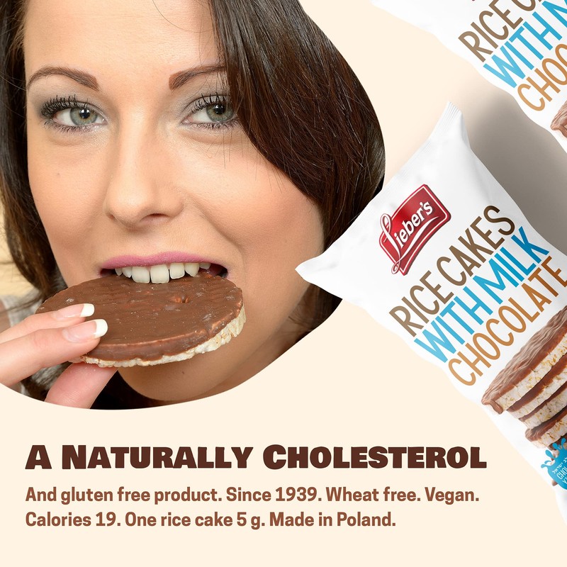 LIEBERS Milk Chocolate Rice Cakes, Kosher Certified Dairy, Gluten Free