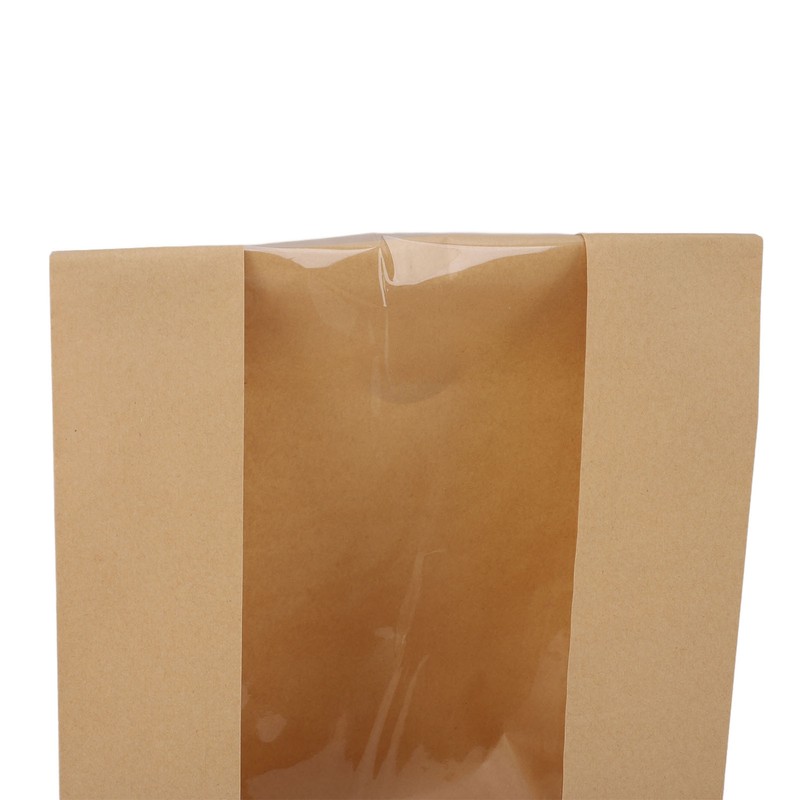 50PCS Bread Bag Kraft Paper Transparent Window Baked Food Packaging