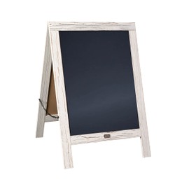 A Frame Chalkboard by HBCY Creations: 20x30 Solid Wood A-Frame Sign Whitewashed Double-Sided Magnetic Board, Chalkboard Menu Board, for Restaurants, Cafés, Weddings - Heavy Duty Hinges