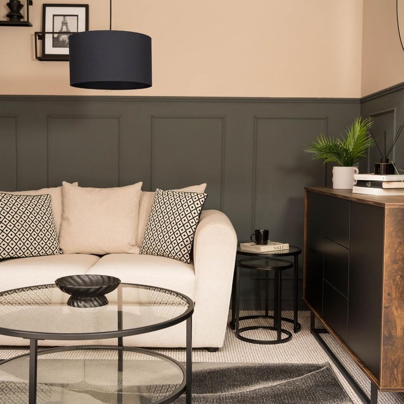 MiniSun | Medium Modern Navy Blue Fabric Drum Light Shade