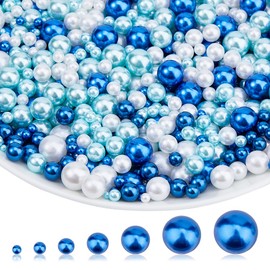 SUPERFINDINGS 1710Pcs No Hole Pearls 7 Sizes 3-12mm White Blue Bulk Pearls Pearl Beads Imitation Assorted Faux Undrilled Pearl for Vase Filler Birthday Party Home Decoration Table Scatter