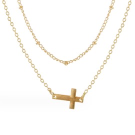 Stocking Stuffers Gifts for Women Gold Cross Necklaces for Women Layered Cross Pendant Necklace Layered Chain Necklaces Cross Necklace With Rhinestone Simple Jewelry Gifts Chain Necklace for Men Women Boys Girls