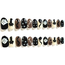 Fun At The Cat House Glossy Short Oval Press On Nails - 24 Pieces - Artificial Nail Kit