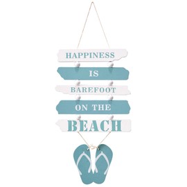 Wooden Hanging Sign, Wall Sign, Wooden Beach, Decorative Sign with Saying, Beach Decoration, Flip Flop Wall Ornament with Beach Design, Wall Ornament Hanging for Home, Bar, Cafe, Beach Restaurant,
