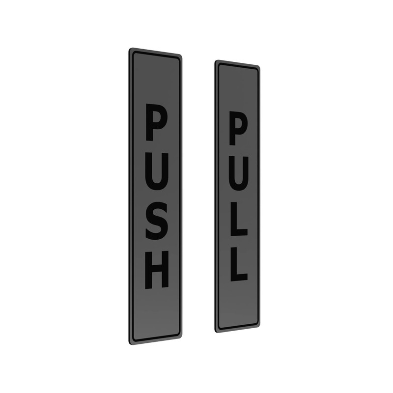 SILVER Push Pull Set Pair of Door Signs for businesses,