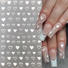 8Sheets Valentine's Day Nail Stickers for Nail Art French Tip Butterfly Star Heart Nail Decals 3D Self-Adhesive Silver Gold Heart Nail Art Stickers Valentine's Day Nail Charms Decoration for Women
