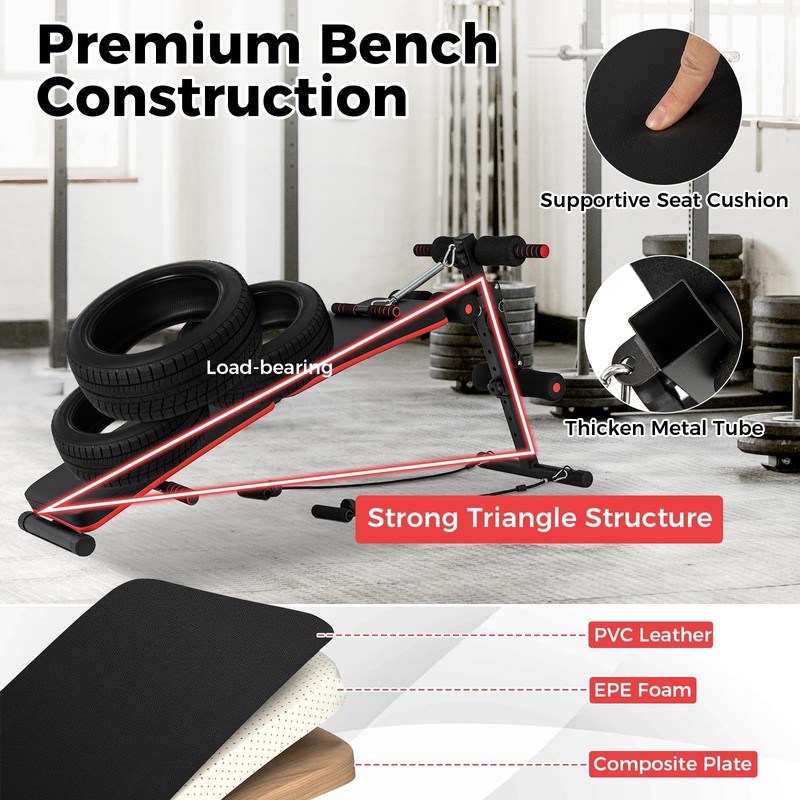 KOTEK Sit Up Bench, Foldable & Adjustable Ab Workout Equipment