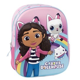 Gabby's Dollhouse Children's Backpack Pink Zip 25 x 31 x 10 cm Kids Backpack with 3D Details Padded Handles Original Product Designed in Spain Pink Estándar Casual, pink, Casual