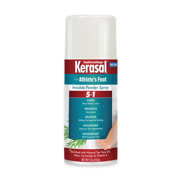 Kerasal 5-In-1 Athlete's Foot Invisible Powder Spray, Athlete's Foot Spray, 2 oz