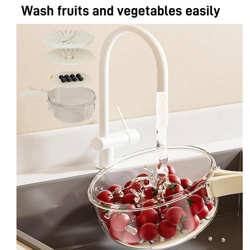 Wzenclave New Draining Basket with Lid, 2 in 1 Multi-Function