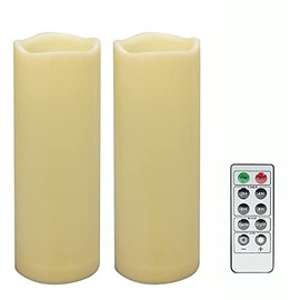 2 velas LED impermeables de 3 x 8 pulgadas, funciona con pilas, sin llama, para pilares, luces decorativas eléctricas, de resina de plástico, para linterna, jardín, decoración del hogar, fiesta, boda,