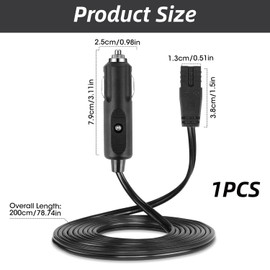 2m 12V DC Car Refrigerator Power Cord - Durable Electric Cooler Box Power Supply Cable for Trucks, RVs - Universal Compatibility for 12V Car Fridges