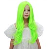 Edivd-Peluca verde neón para niñas, peluca larga verde ombré con