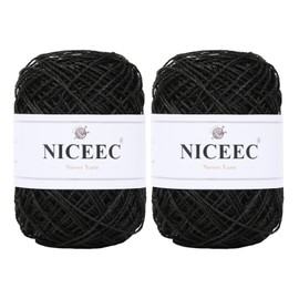 2 Skeins Polyester Plastic Yarn Hand-Knitted Yarn-05#Black