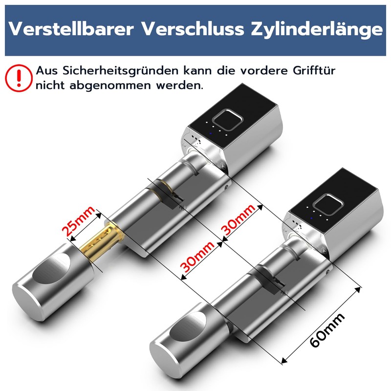 Eseesmart Fingerprint Door Lock, Electronic Door Lock Cylinder 60 mm