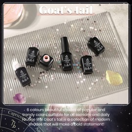 Beetles Zodiac Collection Gel Nail Polish Kit, 6 Colors Goat's Tail Collection Nude Pink Neutral Beige Mauve Gel Polish White Gray Nail Art Manicure Kit Soak Gel Gift Set