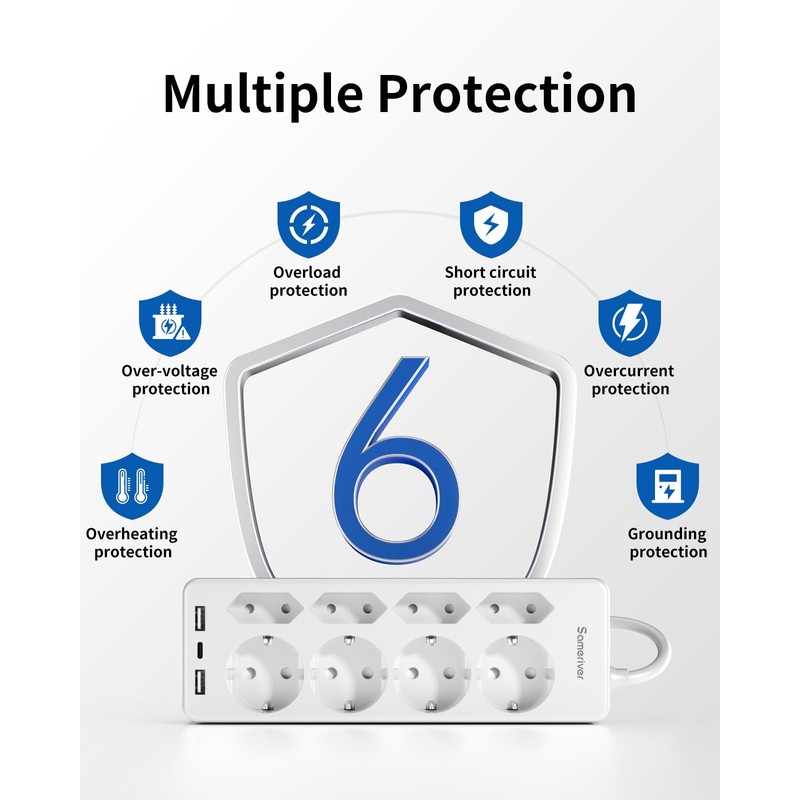 8-Way Power Strip with Surge Protection