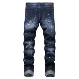 AITITIA Men's Ripped Regular Fit Straight Leg Jean (40, 2032 Blue)