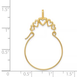 FindingKing 14K Gold Polished 5-Heart Charm Holder Jewelry 35mm x 20mm
