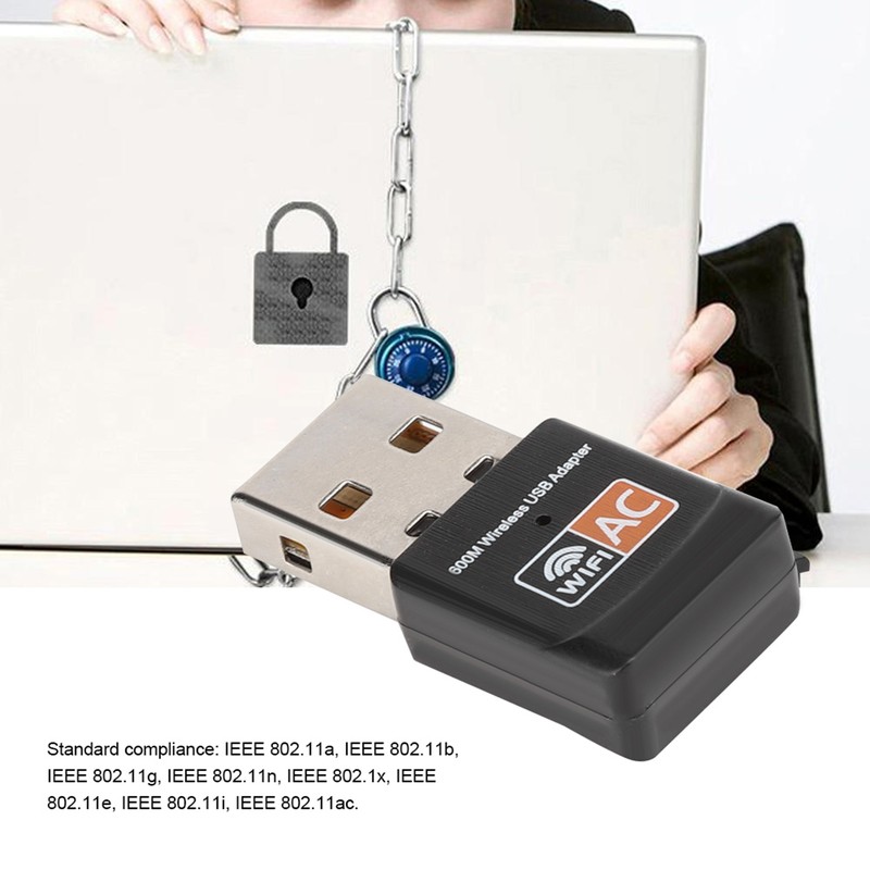 Dual Band 802.11AC 600M Wireless Network Card USB WiFi Adapter