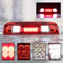 For 2014-2018 Chevy Silverado & GMC Sierra 1500 2500HD 3500HD Full LED Third Brake Cargo Light (Chrome Housing Red Lens)