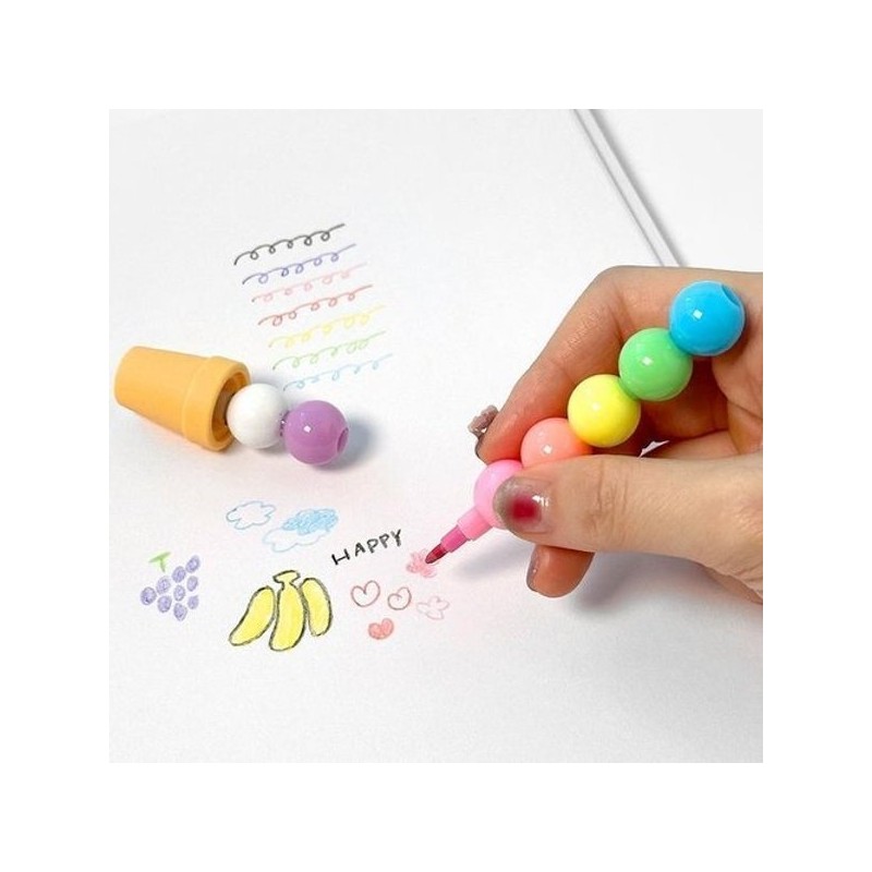 Duck Plus Stationery Flowerpot Block 7-Color Highlighter (Set of 24)
