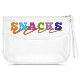 Cosmetic Bag with a Removable Carry Handle Clear Letter Makeup Bag for Women Christmas Birthday Gifts for Mom Grandma Graduation Gifts for Daughter Sister Retirement Present for Colleague(SNACKS)