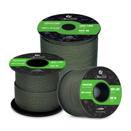 Abma Cord Paracord 2mm 30m 100% Nylon Rope 1 Strand Type I Parachute Cord - Max. 45kg (100lbs) - Army Green