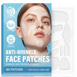 NECALON Anti Wrinkle Patches, Overnight Facial Wrinkle Patches, Moisturize, Lift and Firm skin, Face Tape to Smooth Facial Wrinkles for Forehead, Cheek, Smile Line and Skin Around The Lips, 160 Pcs