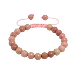 Rhodochrosite Crystal Bracelet – Gemstones Beaded Bracelet with Adjustable Macrame String – Crystals Bracelet for Men and Women Teen – 8mm Round Healing Crystal Bead Bracelets – Protection Bracelet