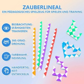 Funalix Magic Snake Cube, Pack of 12 Block Mini Snake Puzzles Magic Ruler, 3D Puzzle Magic Snake Toy, Promotes Creativity and Motor Skills Children's Day Gifts (Random Colour)