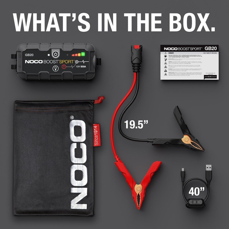 NOCO Boost Sport GB20 500A 12V UltraSafe Portable Lithium Battery