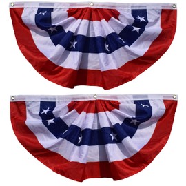 OZ American Bunting Flag, US Pleated Fan Bunting, Patriotic Banner, Fence Banner, Curtain Banner, 4th of July Flag-pack of 2