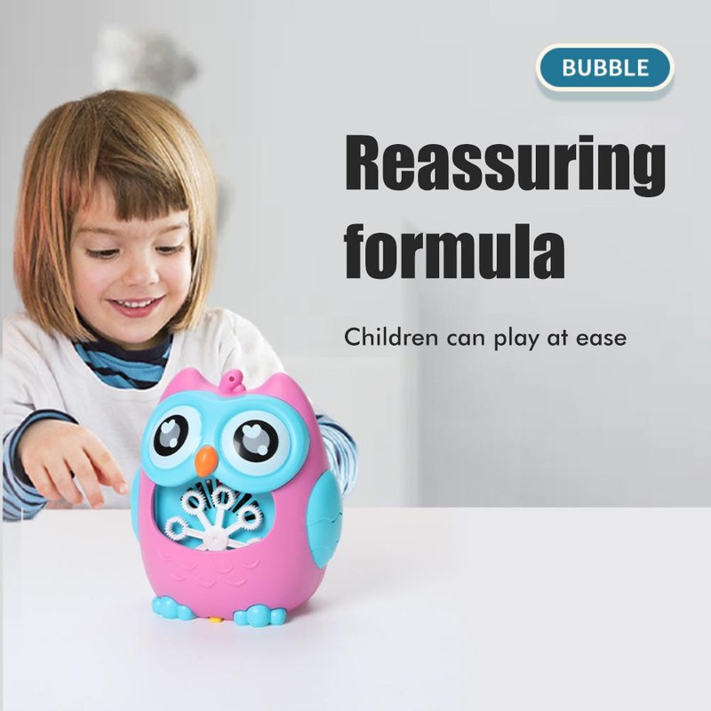 Bubble Machine for Kids Cartoon Owl 8 Holes Automatic Bubble