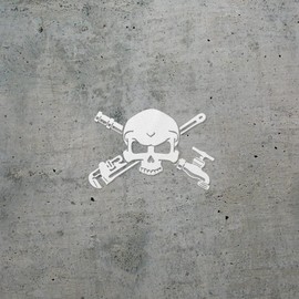 Transparent Decal Stickers of Plumber Skull Cross Wrenches Skeleton Head (White) Premium Waterproof Vinyl Decal Stickers for Laptop Phone Accessory Helmet Car Window Mug Tuber C ANDSKUS586485WH080322