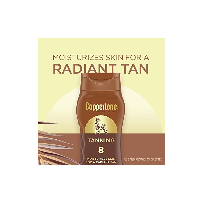 Coppertone Tanning Sunscreen Lotion, SPF 8 Broad Spectrum Sunscreen, 8