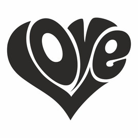 AMA SHOP Prespaced PVC Sticker Love Shape Care Black for Laptop Wall Decal | Sticker for Helmet, Motorcycle, Camper, Car, PC