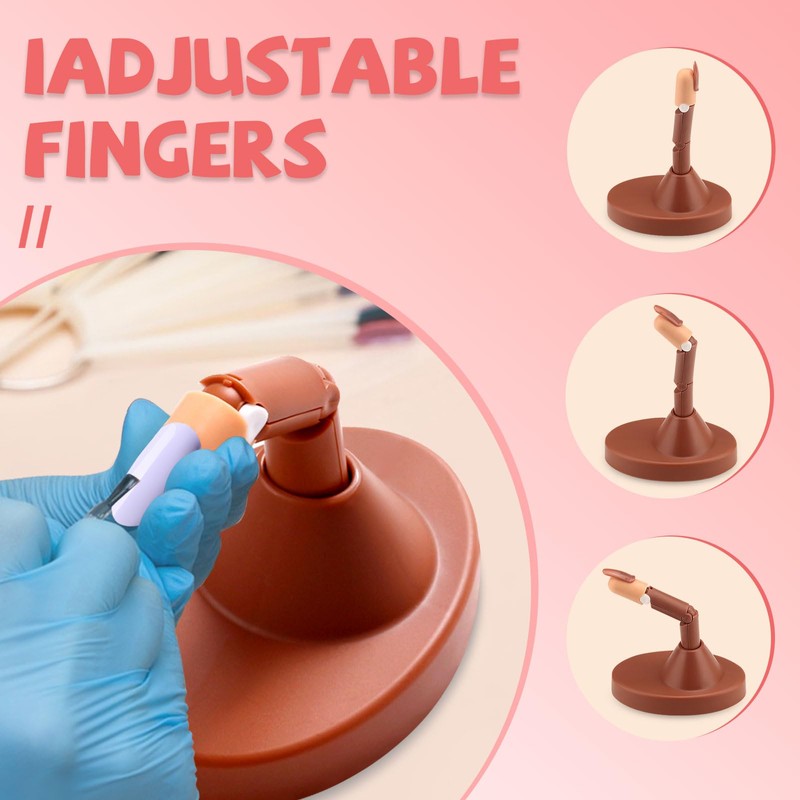 3 Pieces Practice Fingers for Acrylic Nails with Base, Tips