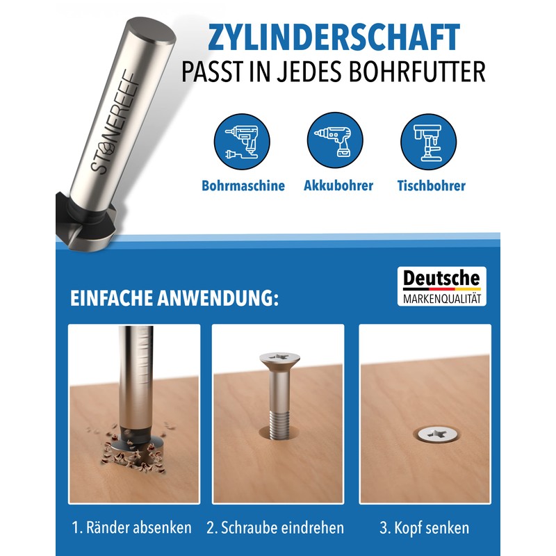 Countersink Set of 4 [6.3, 8.3, 10.5, 16.5 mm] HSS