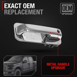 T1A Exterior Front Passenger Door Handle, Upgraded Metal - Compatible with 2015-2020 Ford F-150 - All Chrome w/Keyhole - OEM FL3Z-1522404-BA-ACHMT, 97932