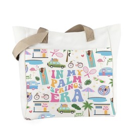 WCGXKO Palm Springs Gift Palm Springs California Beach Bag In My Palm Springs Era Tote Bag Palm Springs Tropical Gift (Palm Springs Era Tote), Large, Beige