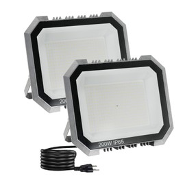 Leddictive 2 Pack LED Flood Lights Outdoor, 200W 20000LM Super Bright Floodlight Outside Work Light with 5.9FT Plug, IP65 Waterproof 6000K Outdoor LED Flood Light for Garage, Yard, Lawn, Garden