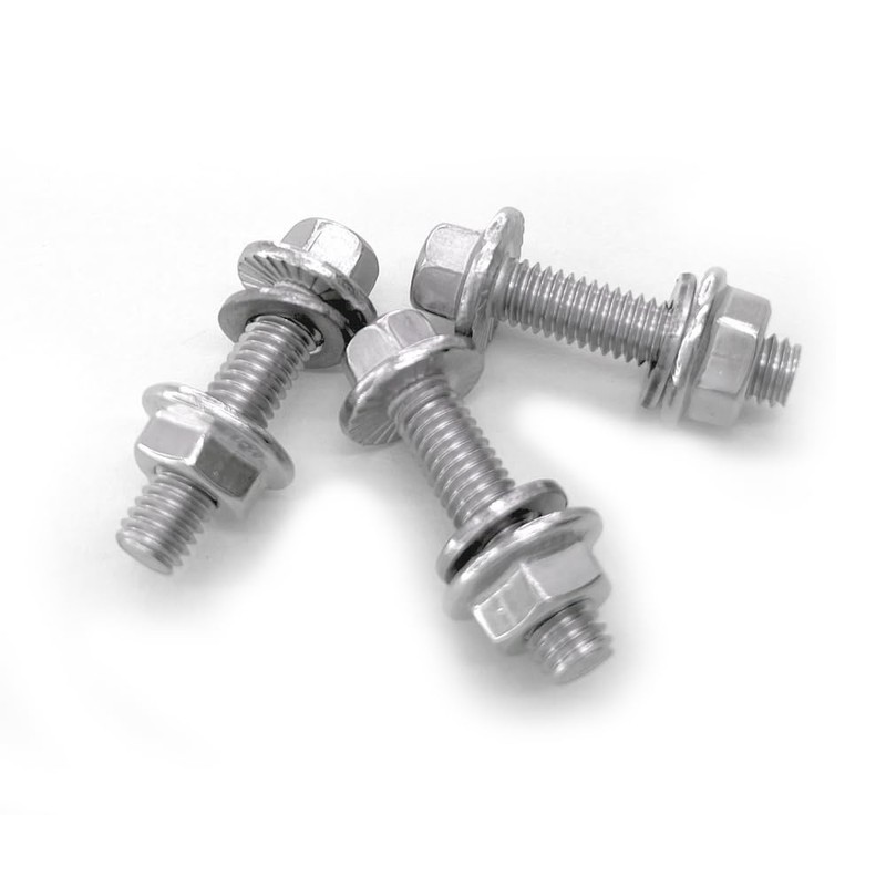 30 Sets M6x1.0-20mm Flanged Hex Head Bolts Kits, Flange Hexagon