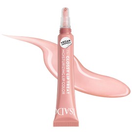 IsaDora Glossy Lip Treat Lip Gloss - Nourishing Lip Gloss for Full Lips - Stimulates Collagen Formation - Unique Shine without Sticking - Vegan with Shea Butter - Silky Pink