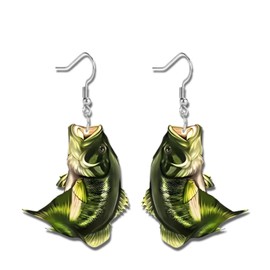 Cartoon Trout Fish With Hook Acrylic Earrings, Ocean/Lake-Inspired Classic Style, Fashion Jewelry For Women, Creative And Funny Gift