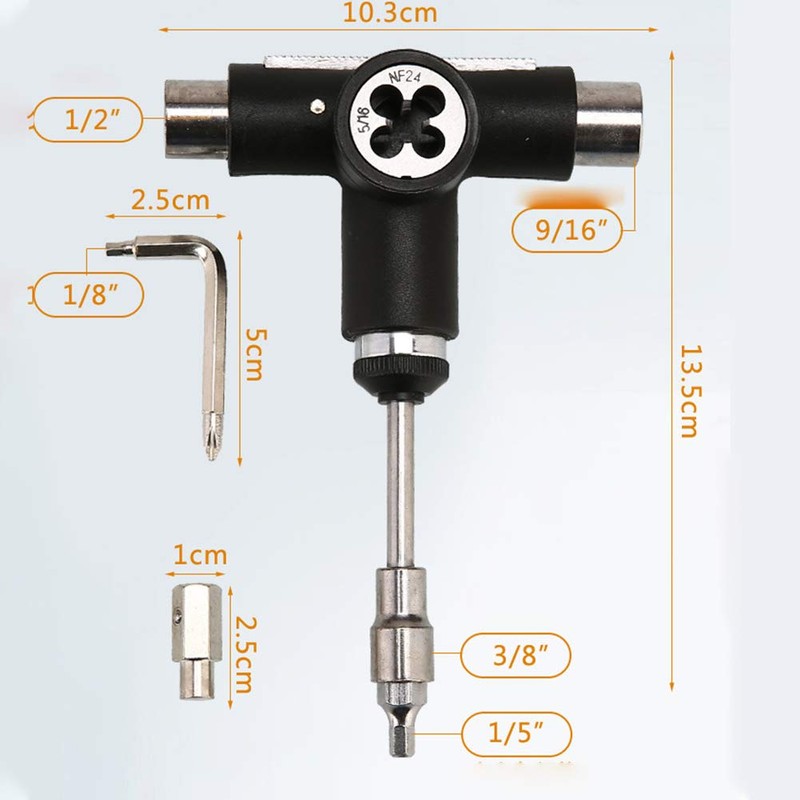 Skate Tools, T Tool Accessory All-In-One Multifunctional Portable T-tool Skate