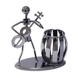 Music Theme Metal Pencil Holder, Office Supply Pen Organizer Desktop Decoration Stand Container (Typ1 Bass)